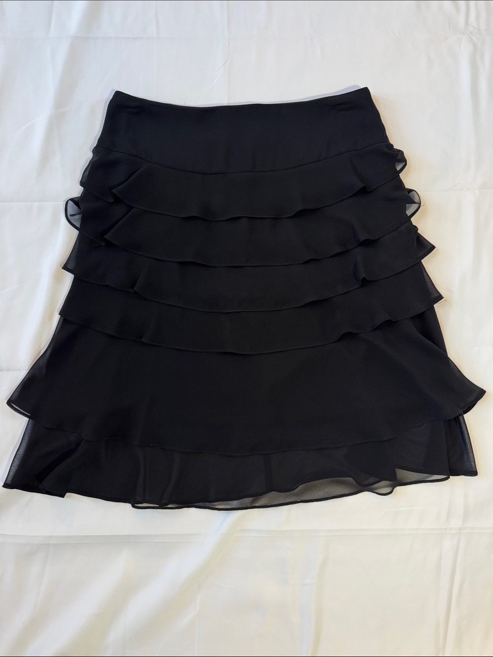 J.S. Collection Black Tiered Ruffle Skirt Size 6